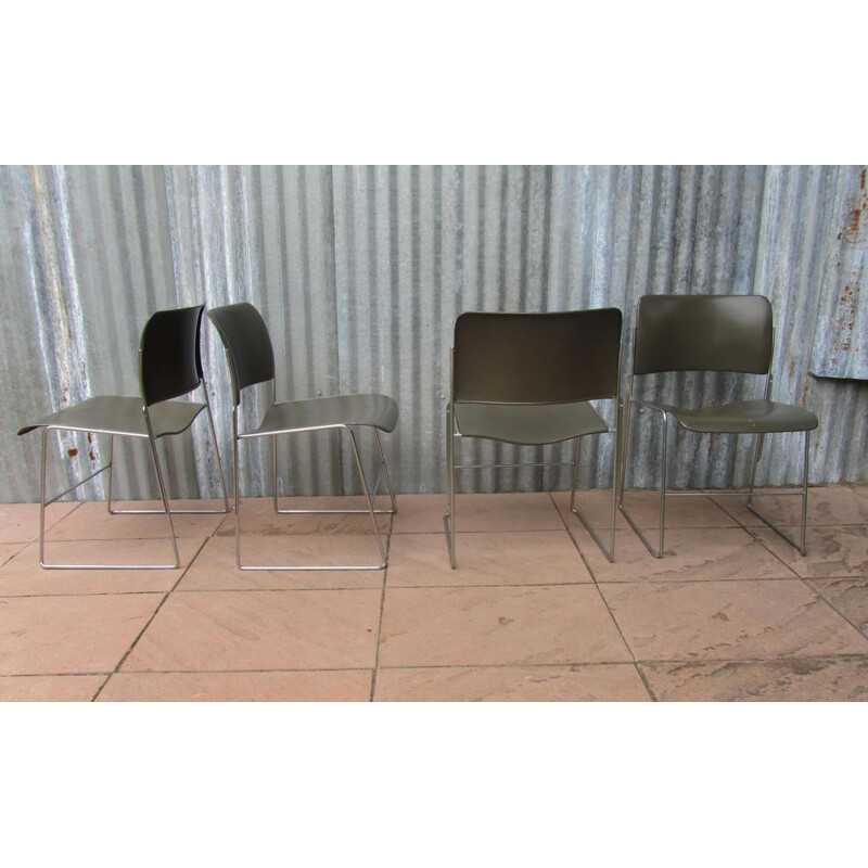 Set of 4 vintage stackable chairs by David Rowland model 404 - 1960s