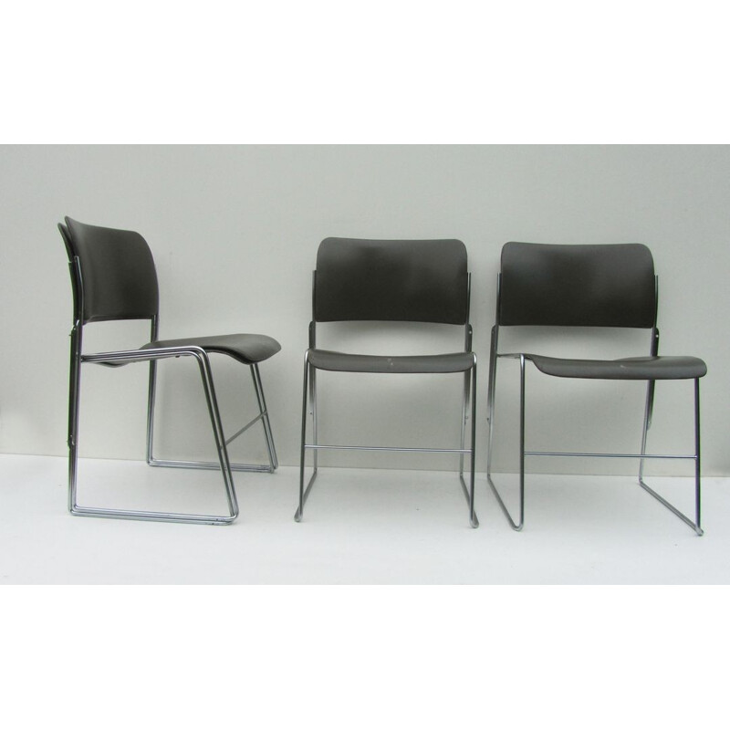 Set of 4 vintage stackable chairs by David Rowland model 404 - 1960s