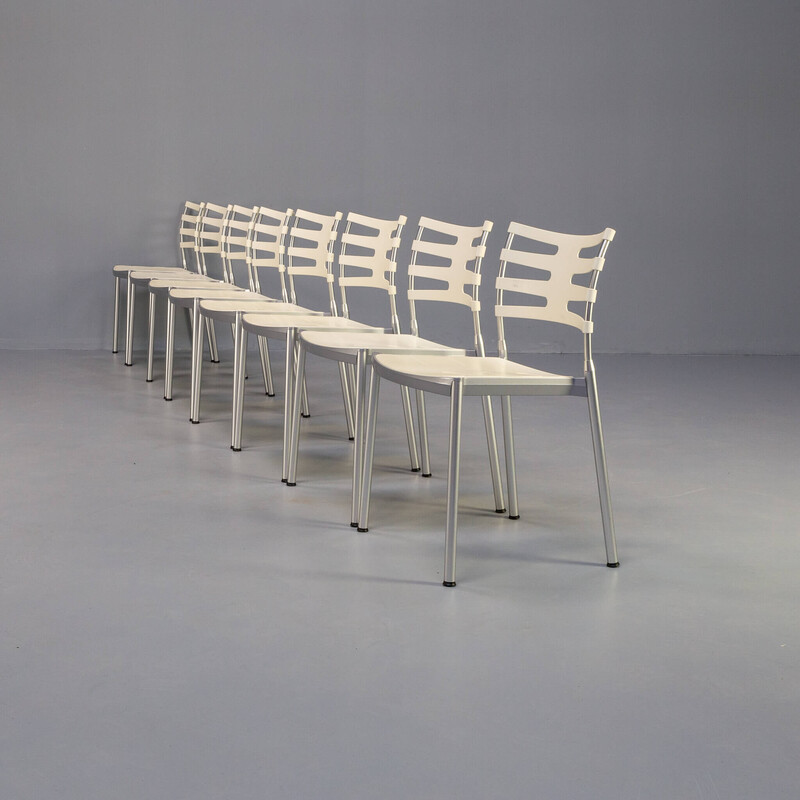 Ensemble de 12 chaises vintage "Ice" en aluminium mat par Kasper Salto pour Fritz Hansen