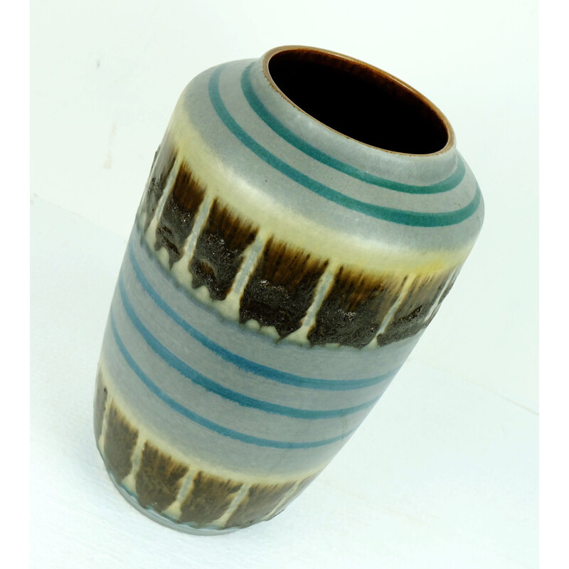 Vase multicolore en céramique à motifs abstraits produit par Scheurich - 1950