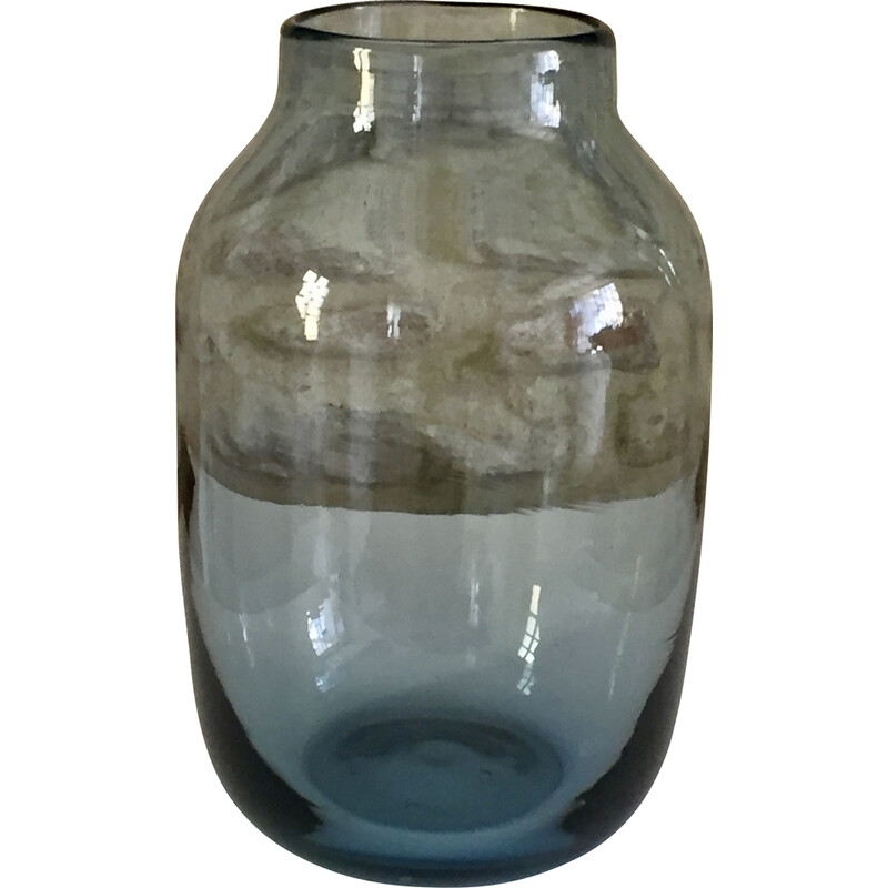 saffierblauwe geblazen glazen vaas Claude Morin