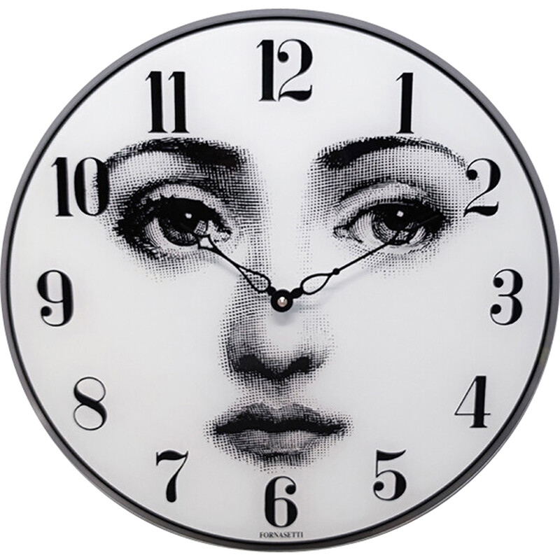 Vintage glass wall clock by Fornasetti, Italy 1990s