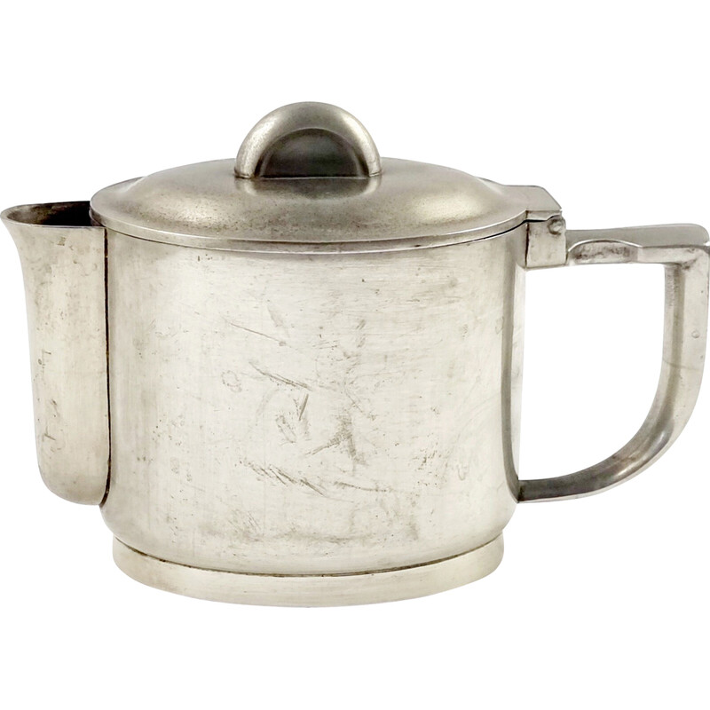 Vintage Art Deco silver metal teapot by Gio Ponti for Krupp Berndorf, Italy 1930s