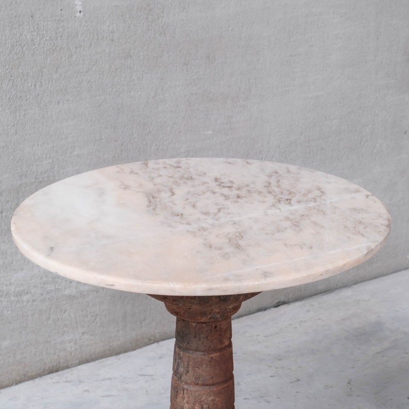 Tavolo da giardino vintage in ferro e marmo, Francia anni '20