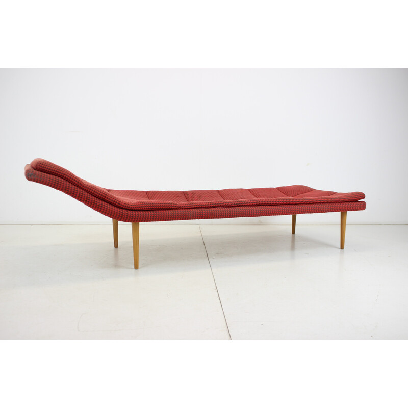 Vintage fabric and wood daybed, Czechoslovakia 1960s