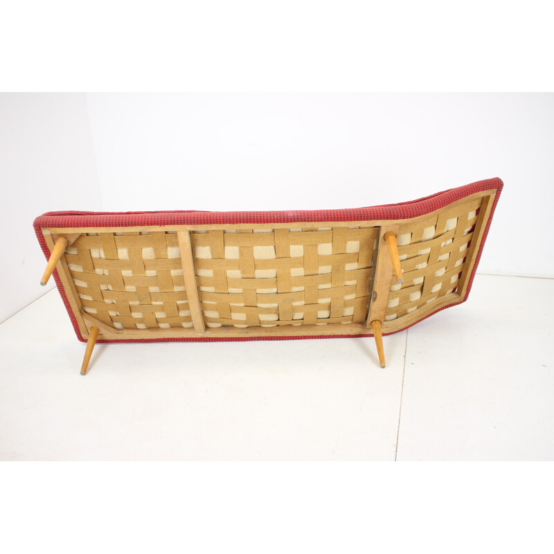 Vintage fabric and wood daybed, Czechoslovakia 1960s
