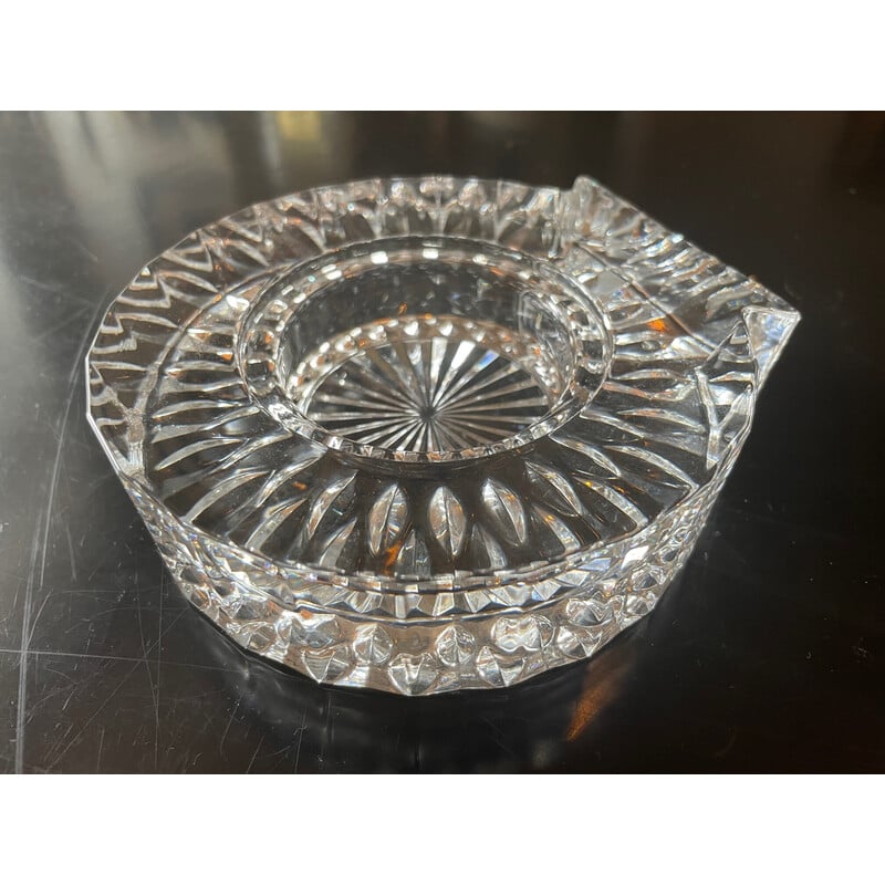 Vintage chiseled crystal ashtray, 1970s