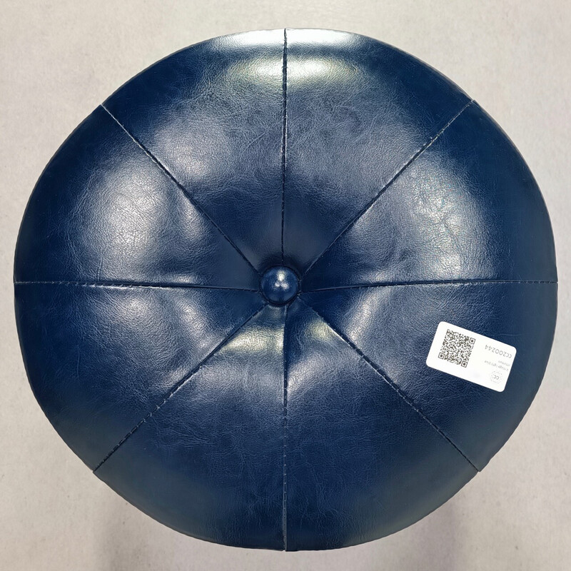 Pouf vintage en faux cuir bleu marine, 1970