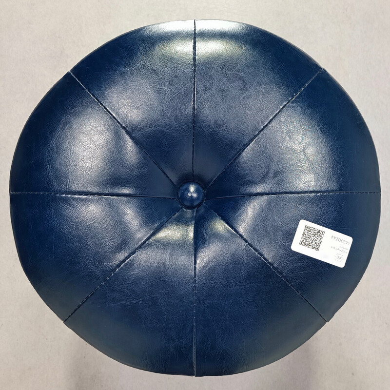 Pufê de couro falso azul-marinho Vintage, 1970