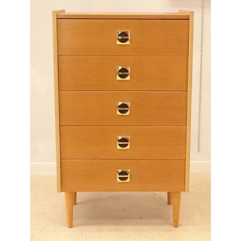 Vintage chest of drawers in light oakwood - 1960s 