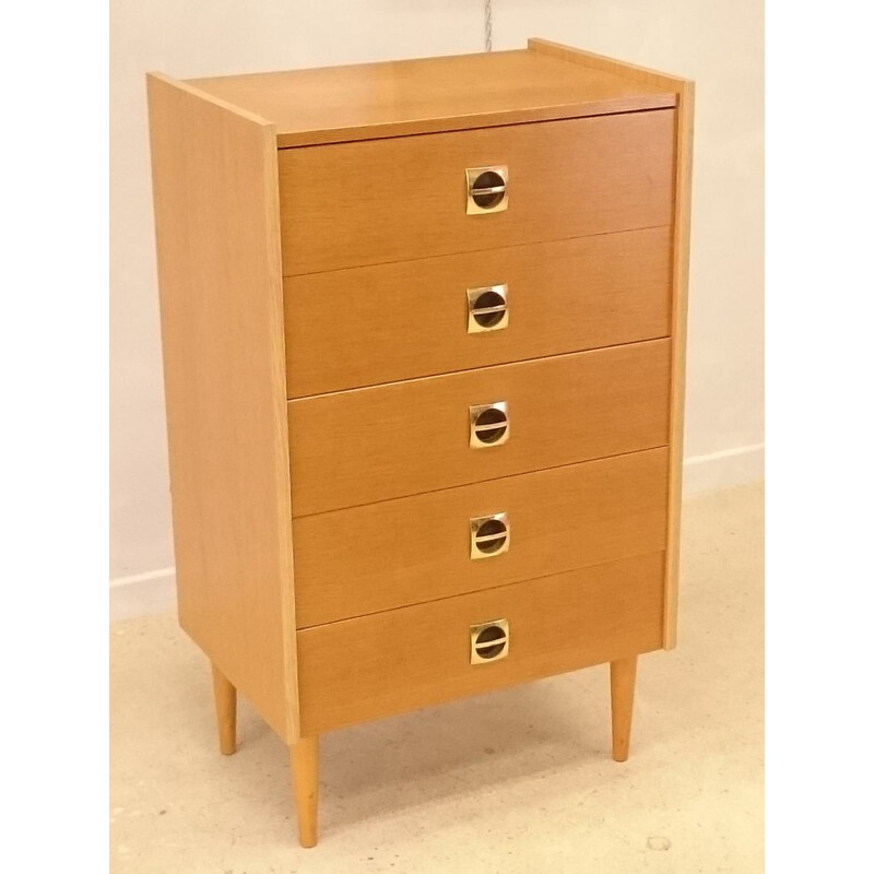 Vintage chest of drawers in light oakwood - 1960s 