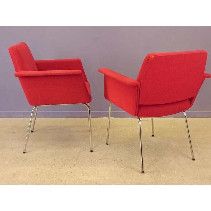Paire de fauteuils rouges design vintage - 1960 