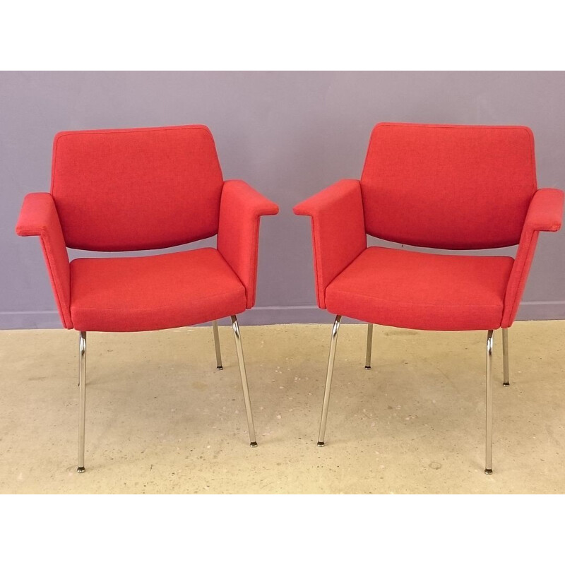 Pair of red vintage armchairs  - 1960s 