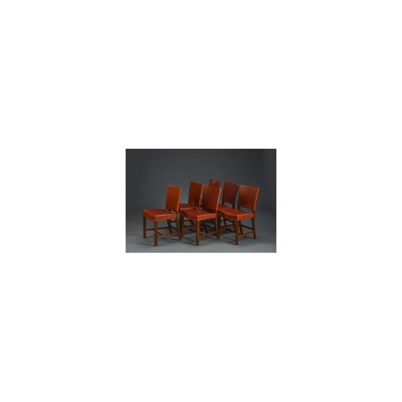 Lot de 6 chaises à repas modèle 3949 - Barcelona Chair - de Kaare Klint pour Rud Rasmussen - 1930