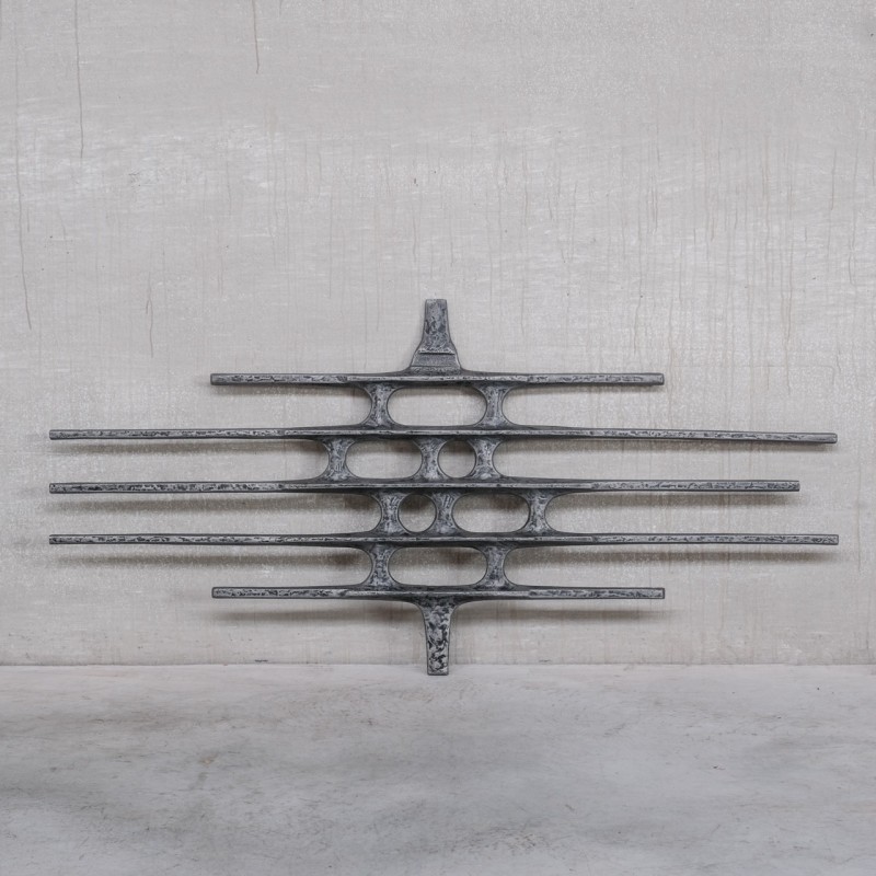 Brutalist vintage metal hanging decorative artwork, Belgium 1960-1970s