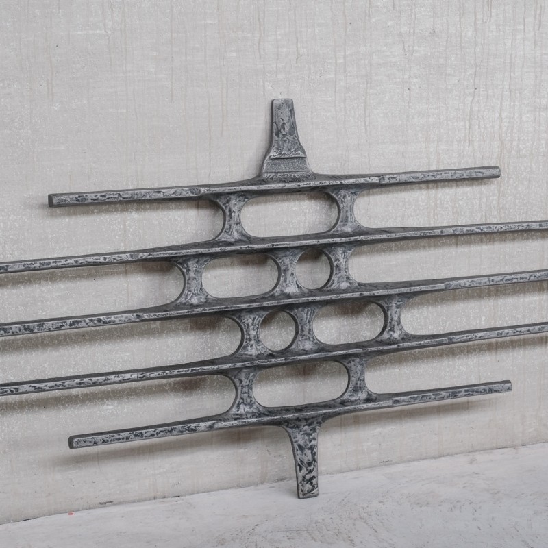 Brutalist vintage metal hanging decorative artwork, Belgium 1960-1970s