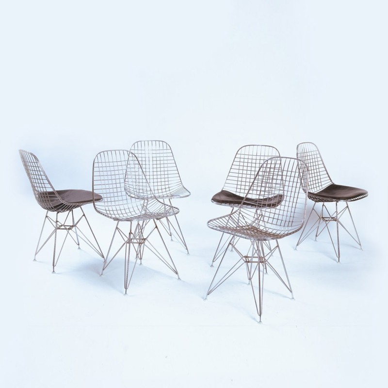 Ensemble de 6 chaises vintage Dkr-2 de Charles et Ray Eames pour Vitra