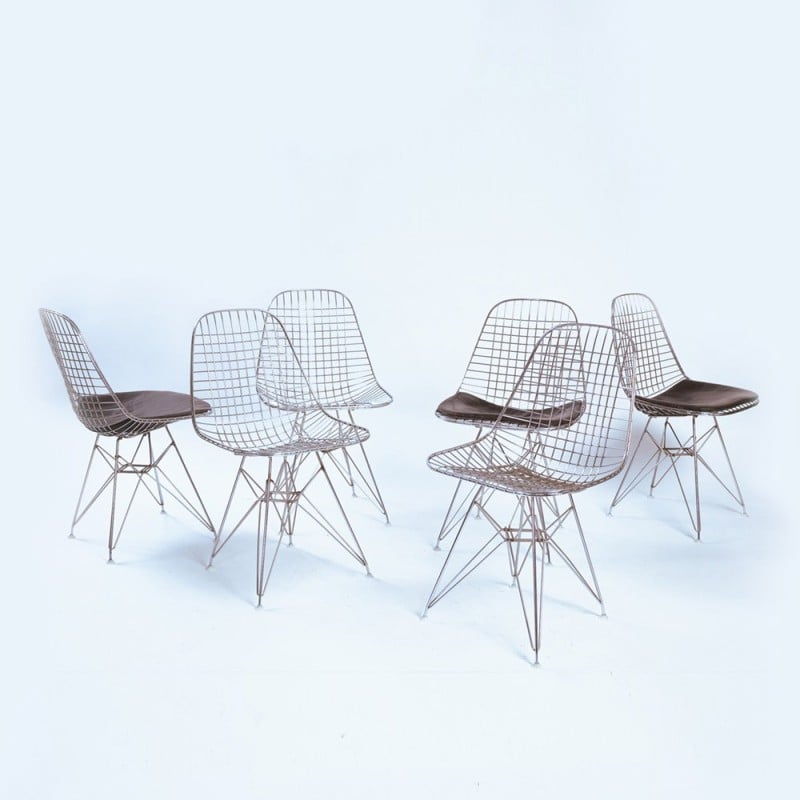 Juego de 6 sillas vintage Dkr-2 de Charles y Ray Eames para Vitra