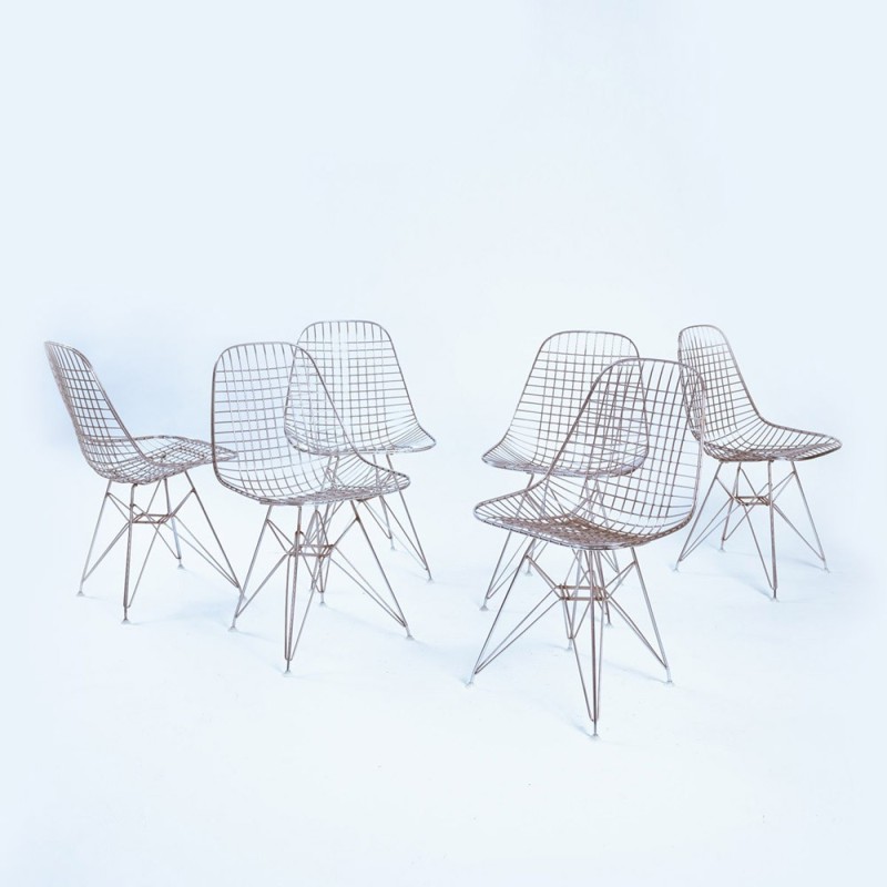 Conjunto de 6 cadeiras Dkr-2 vintage de Charles e Ray Eames para Vitra