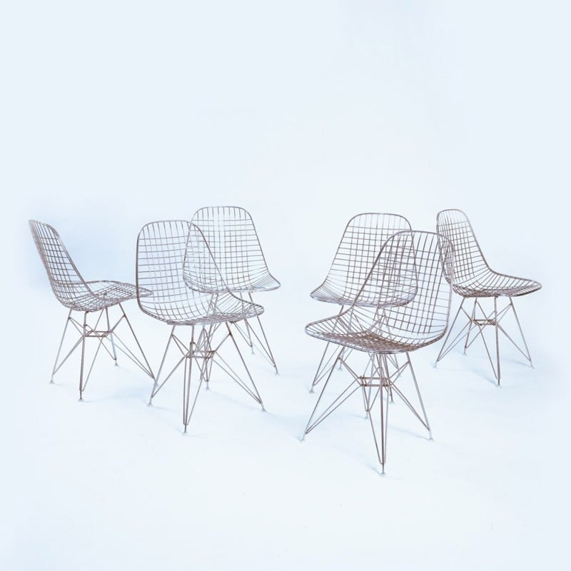 Juego de 6 sillas vintage Dkr-2 de Charles y Ray Eames para Vitra