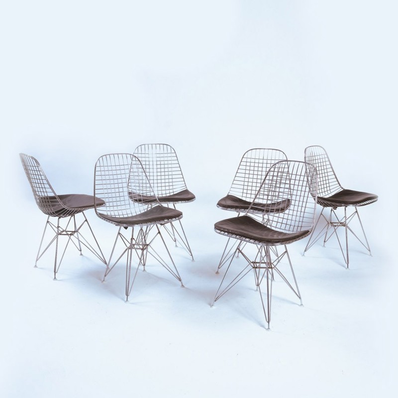 Conjunto de 6 cadeiras Dkr-2 vintage de Charles e Ray Eames para Vitra