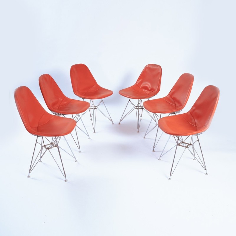 Conjunto de 6 cadeiras Dkr-2 vintage de Charles e Ray Eames para Vitra