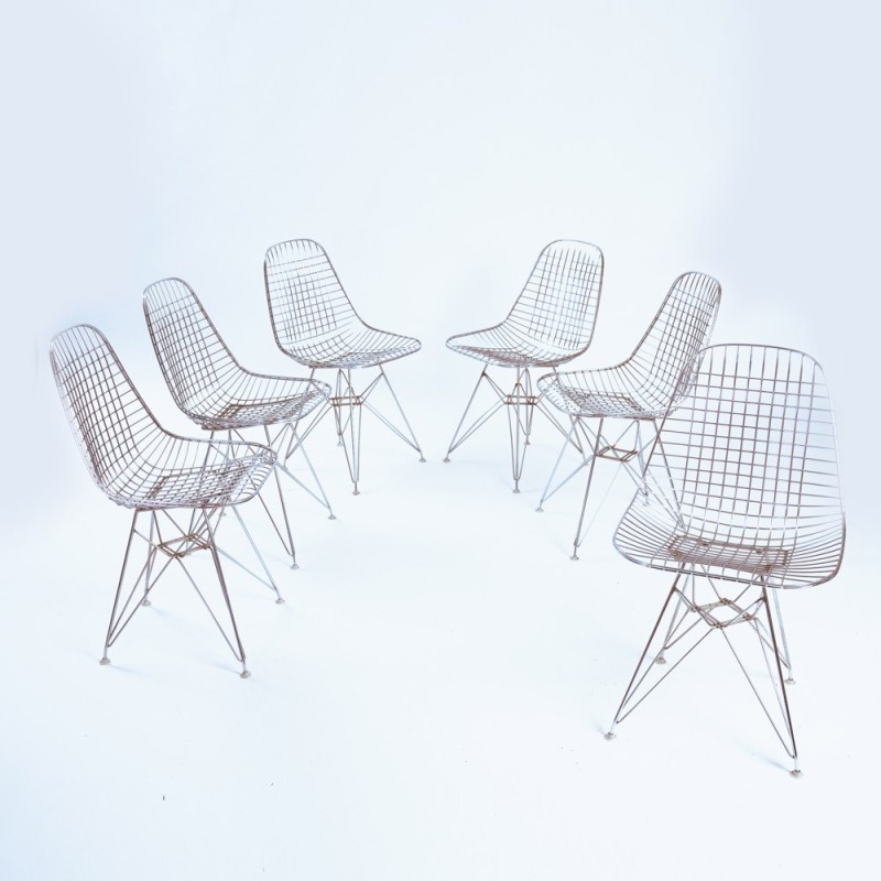 Ensemble de 6 chaises vintage Dkr-2 de Charles et Ray Eames pour Vitra