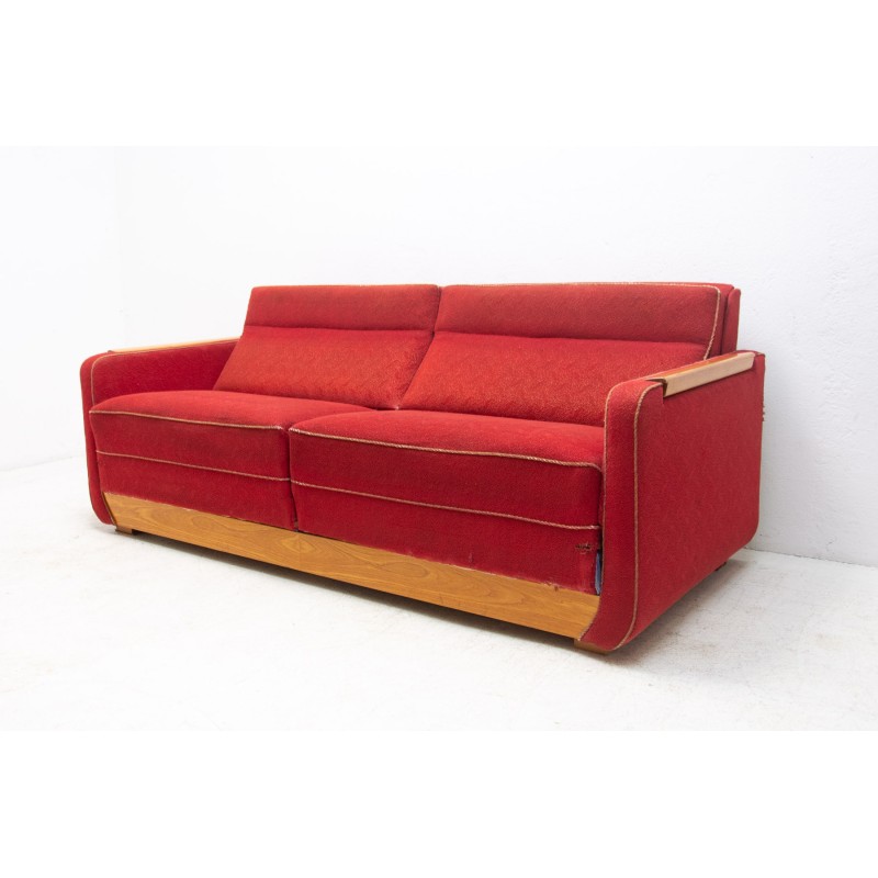 Mid century folding sofabed, Czechoslovakia 1950s