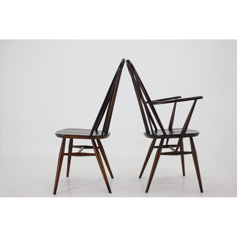 Set of 6 vintage Windsor dining chairs by Lucian Ercolani, Italy 1960s