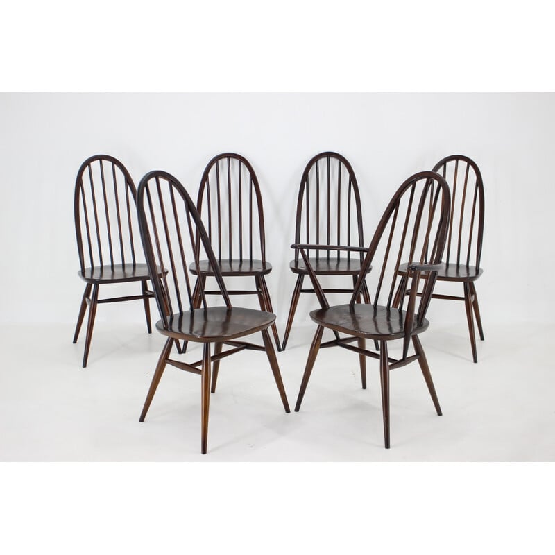 Set of 6 vintage Windsor dining chairs by Lucian Ercolani, Italy 1960s