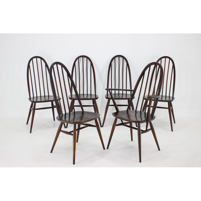 Set van 6 vintage Windsor eetkamerstoelen van Lucian Ercolani, Italië 1960