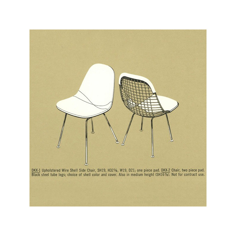 Pair of vintage "Dkx 1 Wire Chair" chairs by Charles and Ray Eames for Herman Miller, 1952