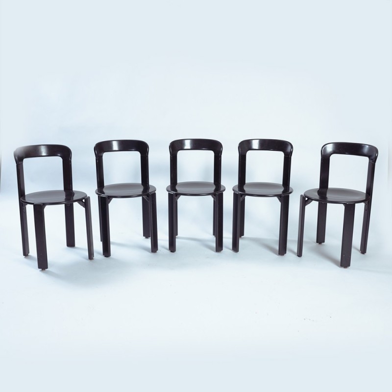Set of 5 vintage stackable dining chairs by Bruno Rey for Kusch and Co, Switzerland 1970s