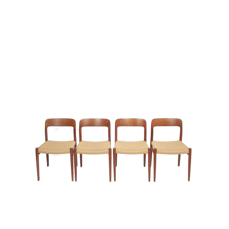 Set of 4 Model No. 75 chairs by Moller - 1950s