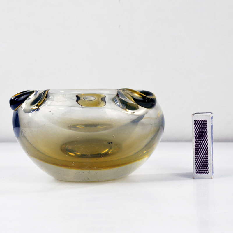 Vintage glass ashtray by Emanuel Beranek for Skrdlovice, Czechoslovakia 1960s