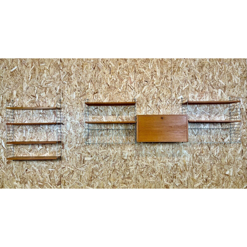 Vintage oakwood shelf module by Kajsa and Nils "Nisse" Strinning, Sweden 1960-1970s