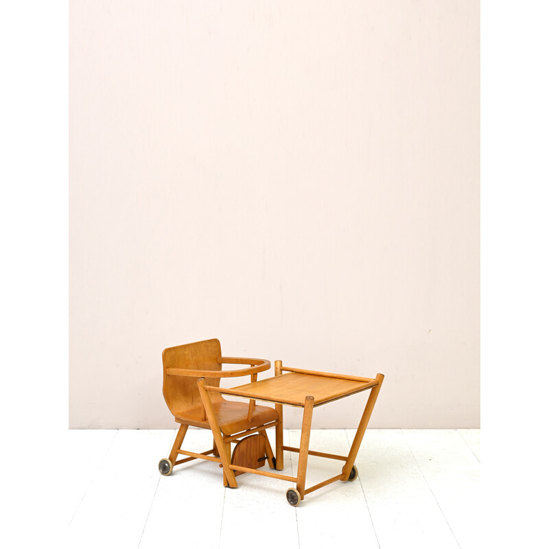Scandinavian vintage wooden high chair