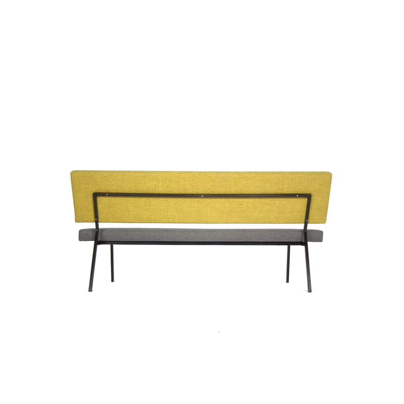 Yellow and grey 3-seater sofa - 1960s
