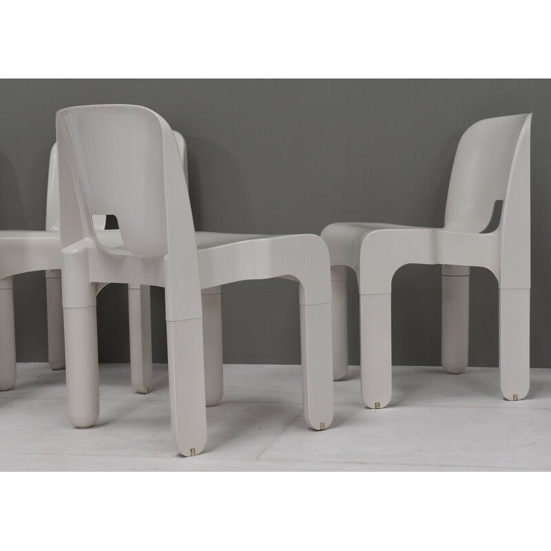 Set of 8 vintage chairs model 4867 in plastic and rubber by Joe Colombo for Kartell, Italy 1967s