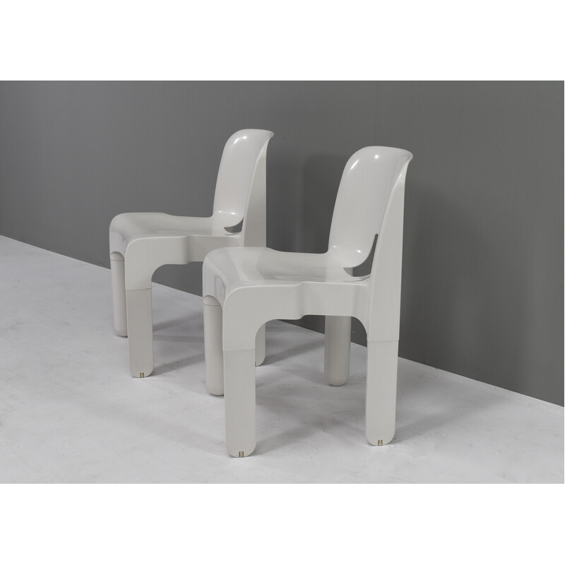 Set of 8 vintage chairs model 4867 in plastic and rubber by Joe Colombo for Kartell, Italy 1967s