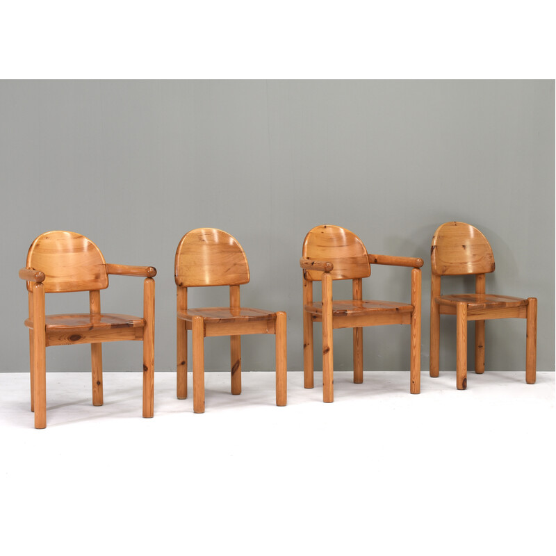 Set of 4 vintage pinewood dining chairs by Rainer Daumiller for Hirtshals, Denmark 1970