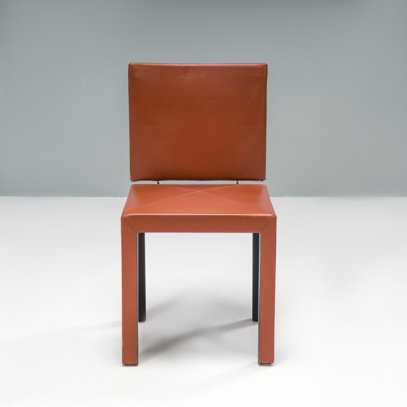Set di 6 sedie da pranzo vintage in pelle marrone di Paolo Piva per B and B Italia, anni '80
