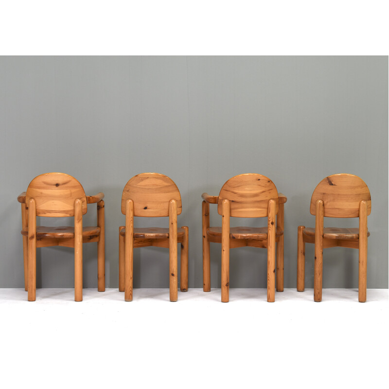 Conjunto de 4 cadeiras de jantar vintage de pinho da Rainer Daumiller para Hirtshals, Dinamarca 1970