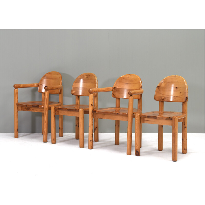 Set van 4 vintage vurenhouten eetkamerstoelen van Rainer Daumiller voor Hirtshals, Denemarken 1970