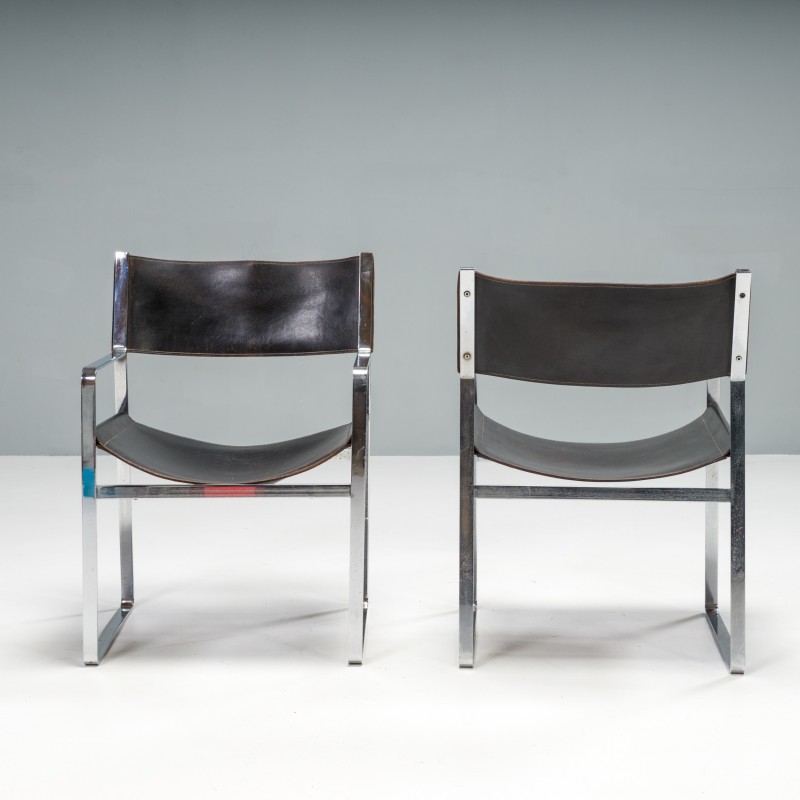 Paire de fauteuils vintage Jh-813 en cuir noir de Hans J. Wegner pour Johannes Hansen