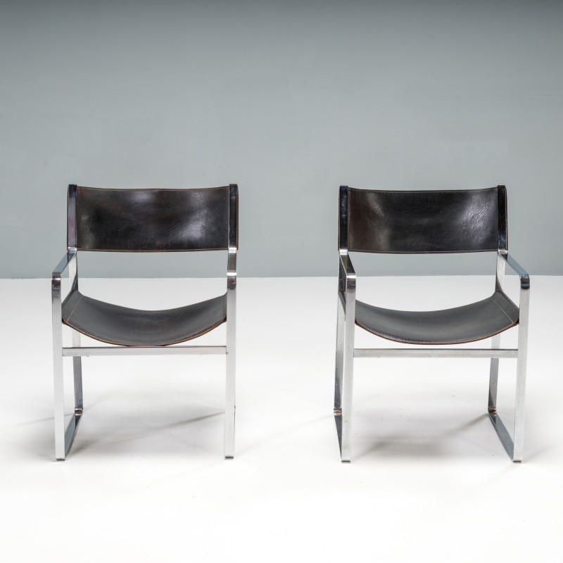 Paire de fauteuils vintage Jh-813 en cuir noir de Hans J. Wegner pour Johannes Hansen