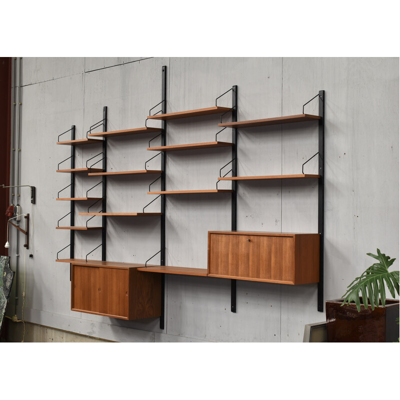 Vintage wall unit in teak by Poul Cadovius for Cado, Denmark 1950