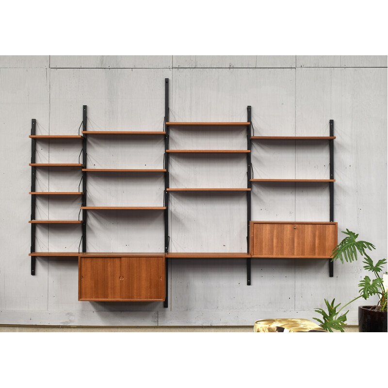 Vintage wall unit in teak by Poul Cadovius for Cado, Denmark 1950