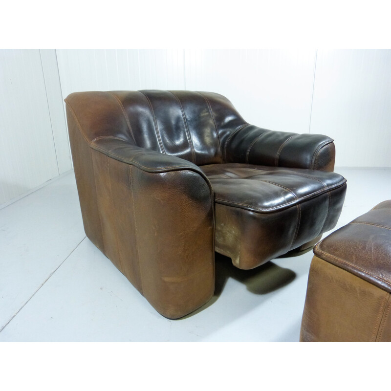 Fauteuil et ottoman modèle DS 44 fabriqués par De Sede - 1970