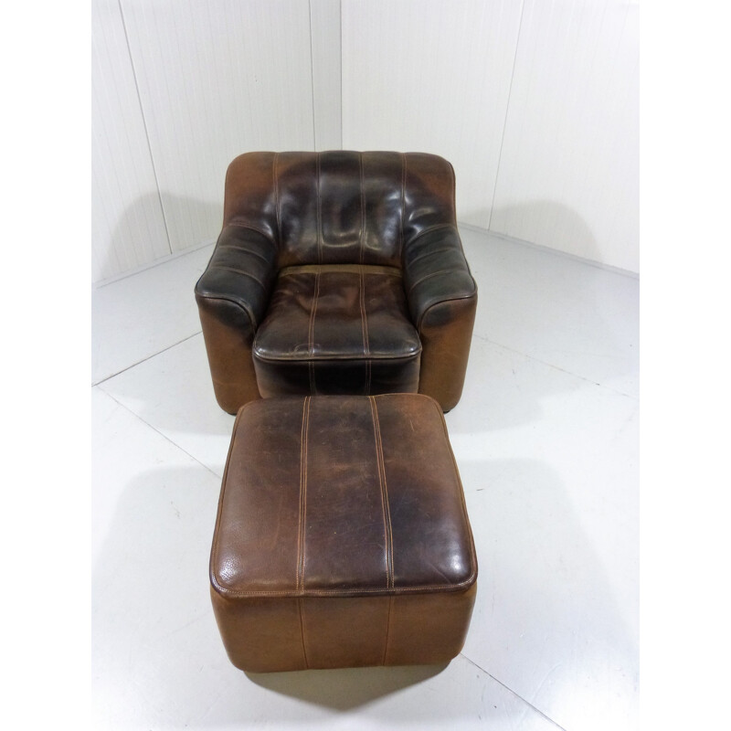 Lounge chair with footstool model DS 44 produced by De Sede - 1970s